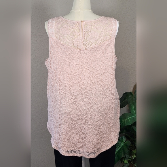 CATO Soft Pink Lace Dressy Sleeveless Top - Plus Size 18/20W - Picture 3 of 9